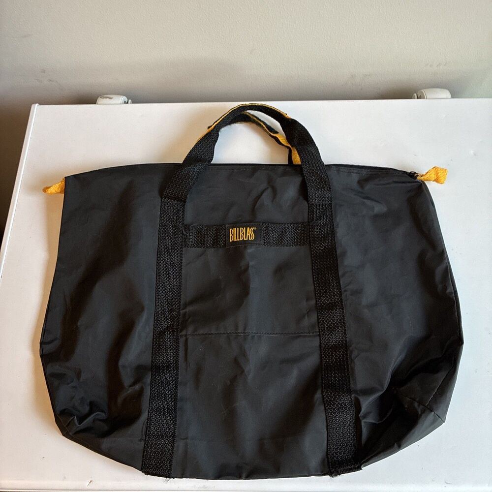 Vintage BILL BLASS Tote Duffle Bag Men's Black Nylon Short Handle pre-owned Trav